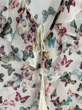 New Boho Blouse with tassel and Ruffle front SZ XX 19 never worn